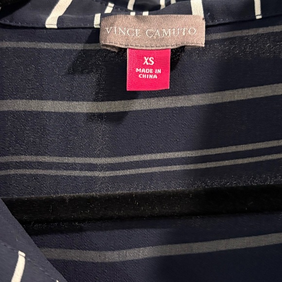 Vince Camuto Navy‎ and White Striped Long Sleeve Dress - Picture 6 of 9